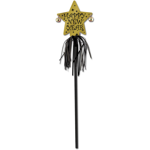 Elegance in Motion: 20" Black and Gold New Year Party Wand (3/Pk)