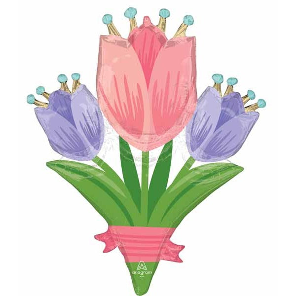 Spring Cheer Tulips 38-Inch Shaped Foil Balloon