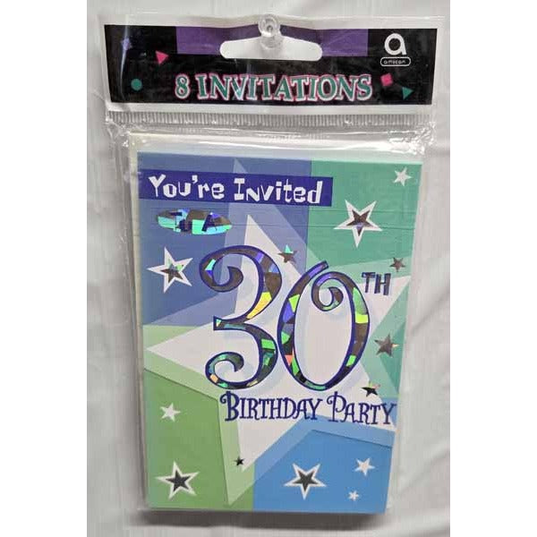 Birthday Shimmer 30th Birthday Prismatic Invitations, 8 Pack