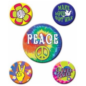 60s Party Buttons, 5 Pack
