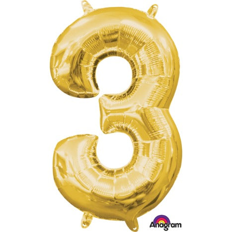 16 Inch Gold Number 3 Balloon
