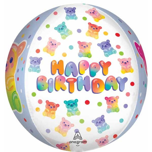 Gummy Bear Happy Birthday 16-Inch Orbz Foil Balloon