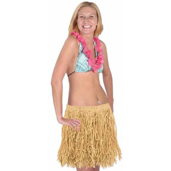 Natural Color Adult Mini Hula Skirt, 16 Inches