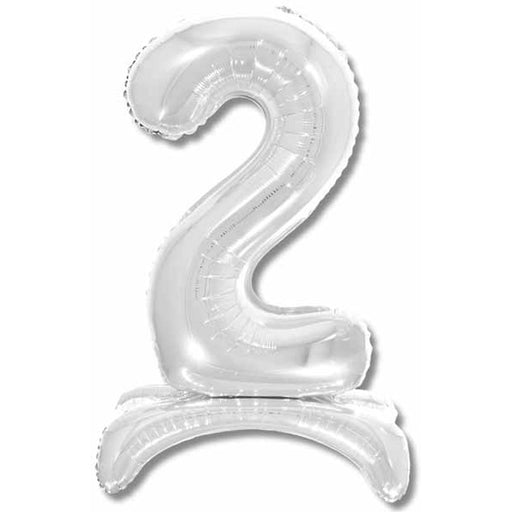 26-Inch Silver Stand-Up Number 2 Balloon