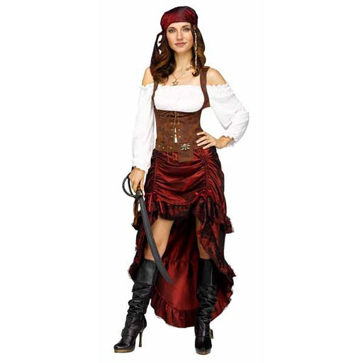 Pirate Queen Women's Costume, Small/Medium (Sizes 2-8)