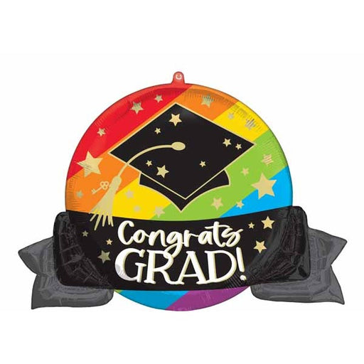 Bold Rainbow Grad 32-Inch Foil Balloon