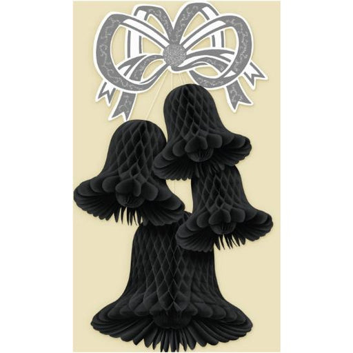 20-Inch Black Bell Cluster Decoration, Pack of 3