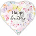 Happy Birthday Heart & Butterfly 18-Inch Foil Balloon