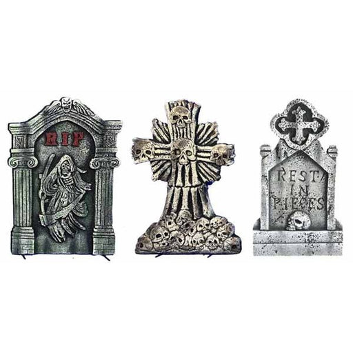 21-Inch Halloween Tombstone Decoration with Stands, Assorted Designs