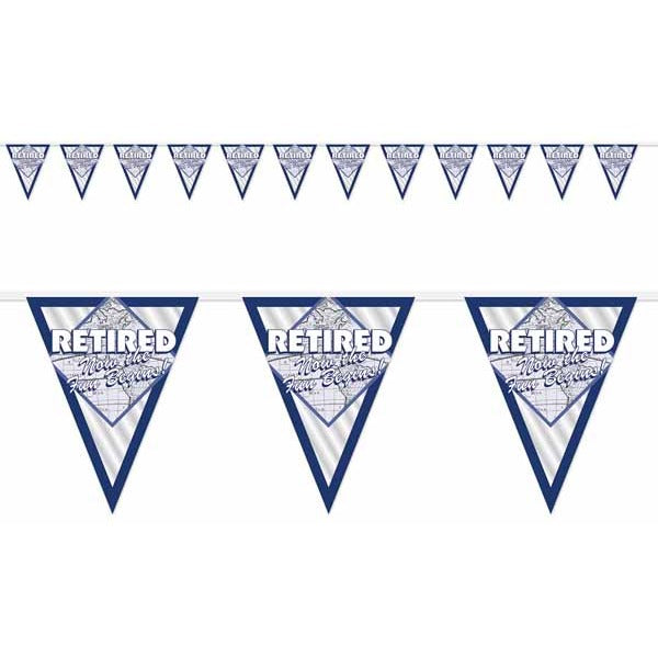 Retired Fun Retirement Pennant Banner, 12 ft