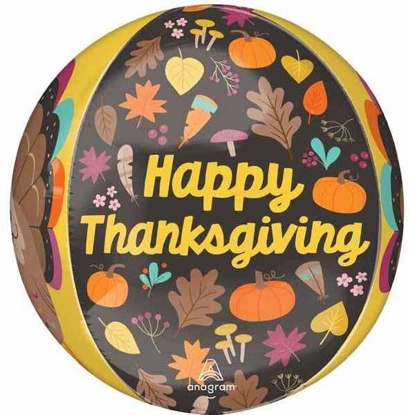 Give Thanks 16" Orbz Foil Thanksgiving Balloon