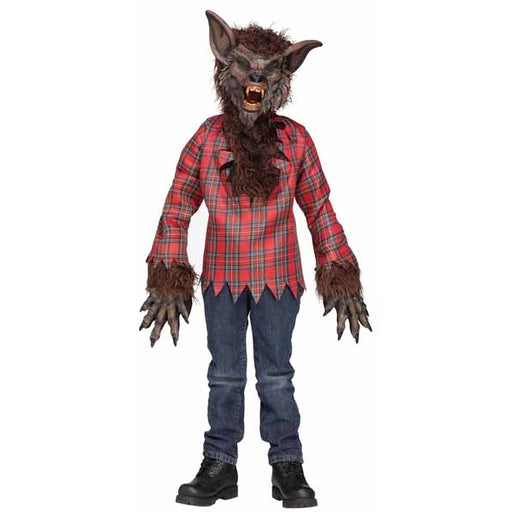 Costume de loup-garou marron pour enfant, taille moyenne 8-10 ans