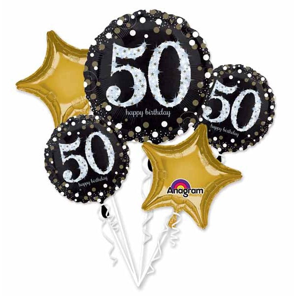 Sparkling 50th Birthday 5-Piece Foil Balloon Bouquet