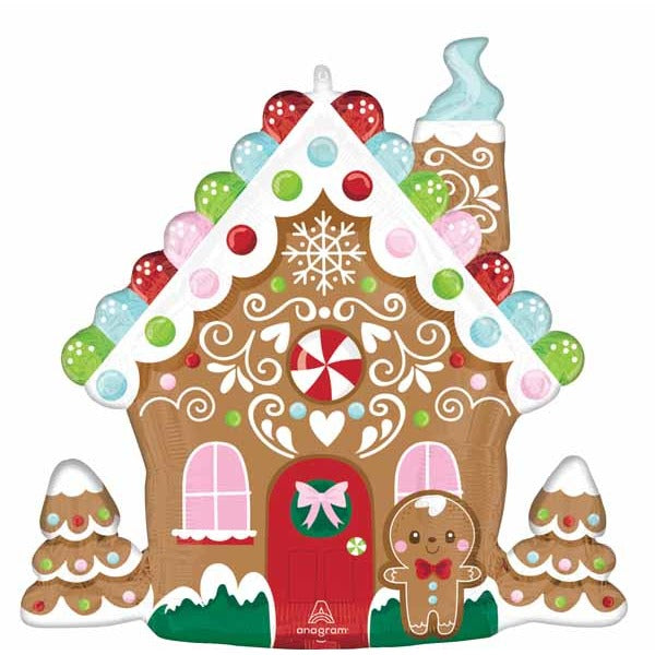 27" Gingerbread House Shaped Foil Balloon