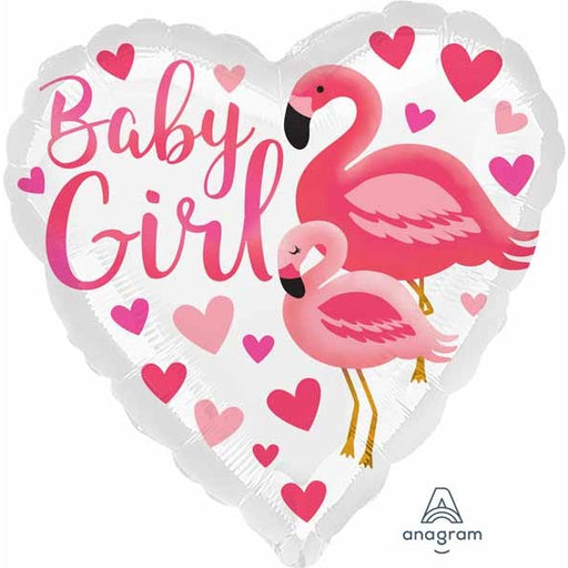 Flamingo Baby Girl 18-Inch Heart Foil Balloon