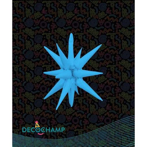 Decochamp 22-Inch Neon Blue Starburst Foil Balloon