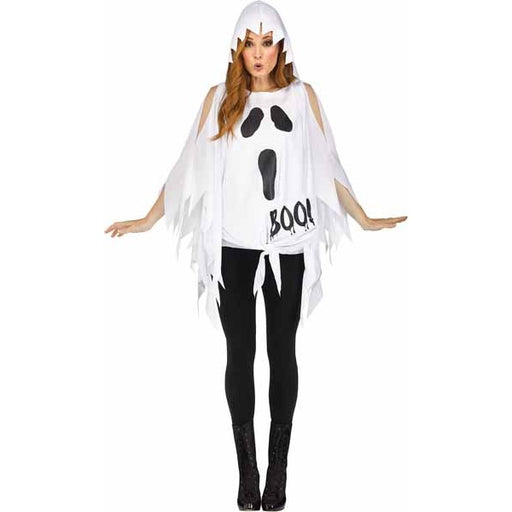 Adult Ghost Print Halloween Poncho