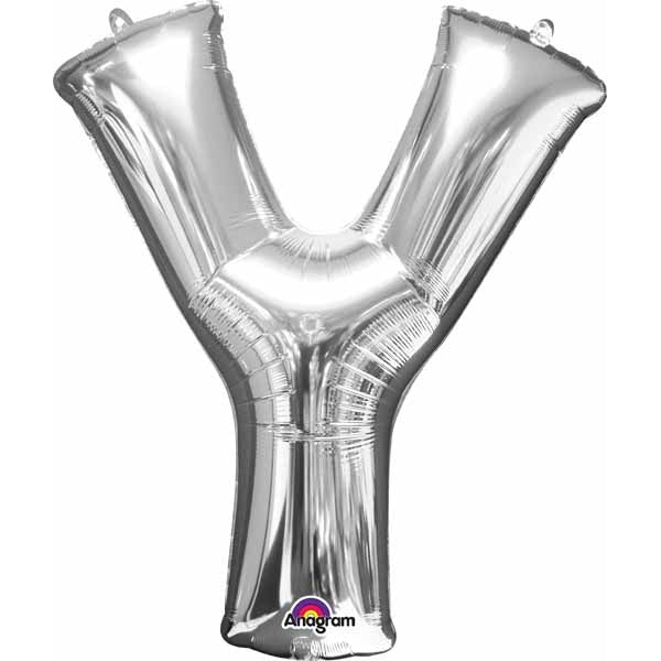 16-Inch Silver Letter Y Air-Fill Foil Balloon