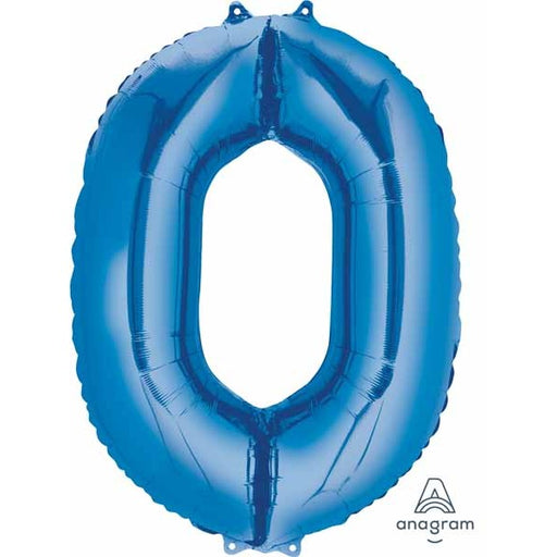 Blue Number 0 Foil Balloon, 34 Inch