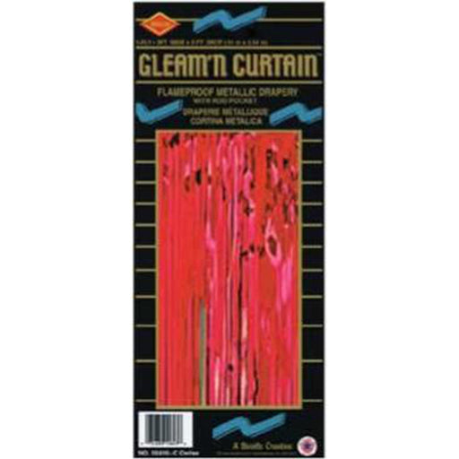 8'X3' 1-Ply Metallic Curtain In Red - 1/Pk