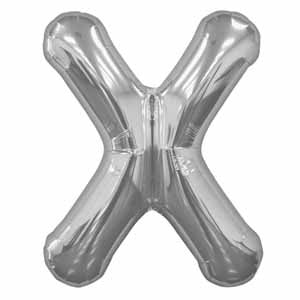 34-Inch Silver Letter X Balloon