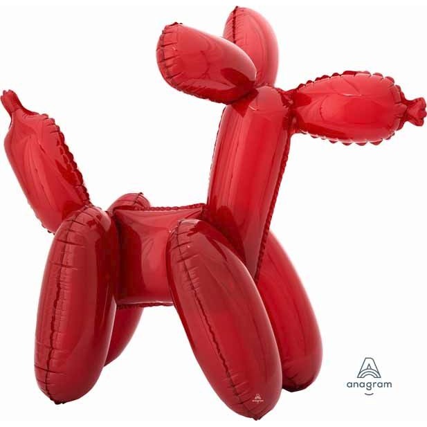 Red Balloon Dog Foil Balloon, 19 Inch