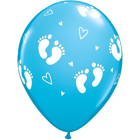 Baby Footprints & Hearts 11-Inch Latex Balloons, 50 Count