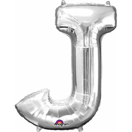 Silver Letter J 16-Inch Air-Fill Foil Balloon