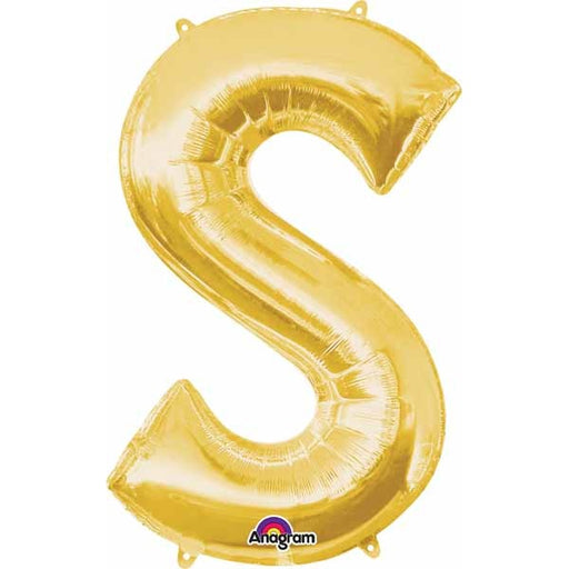 34-Inch Gold Letter S Foil Balloon