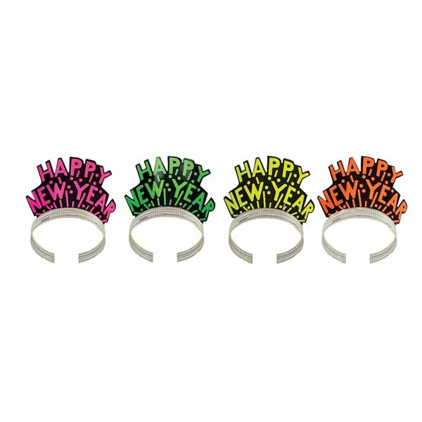 Happy New Year Neon Tiaras, 50 Count
