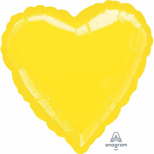 18 Inch Metallic Yellow Heart Foil Balloon