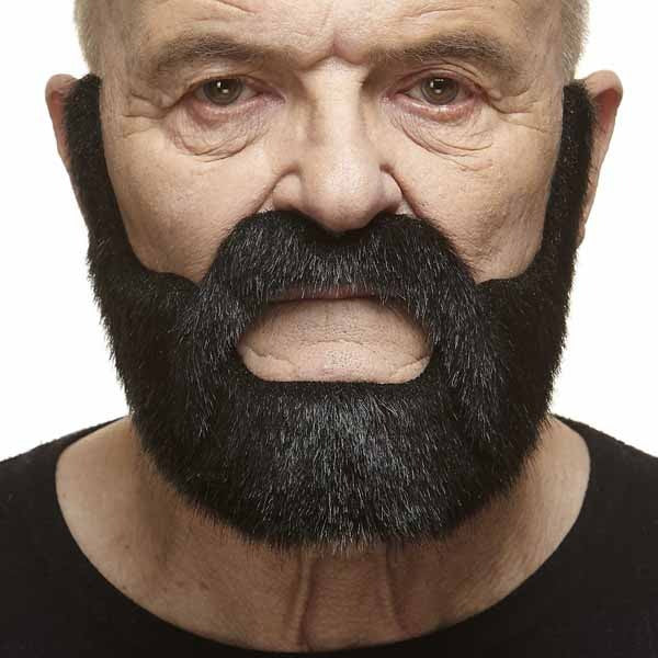 Black Costume Moustache and Beard Set