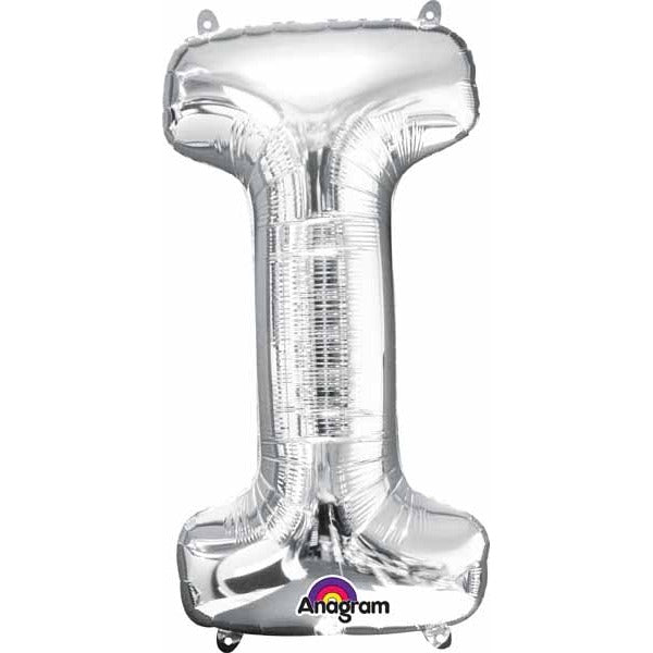 34-Inch Silver Letter I Foil Balloon