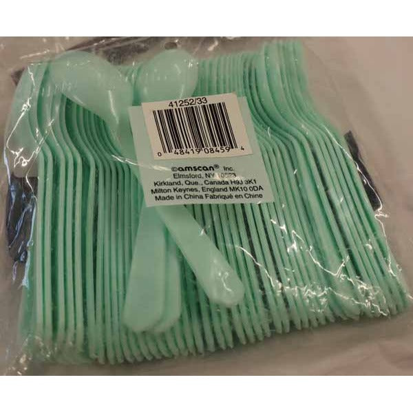 Green Mist Plastic Spoons, 50 Count
