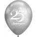 Silver “25e Anniversaire” 12-Inch Latex Balloons, 50 Count