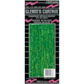 Green 2-Ply Metallic Curtain, 3 ft x 8 ft
