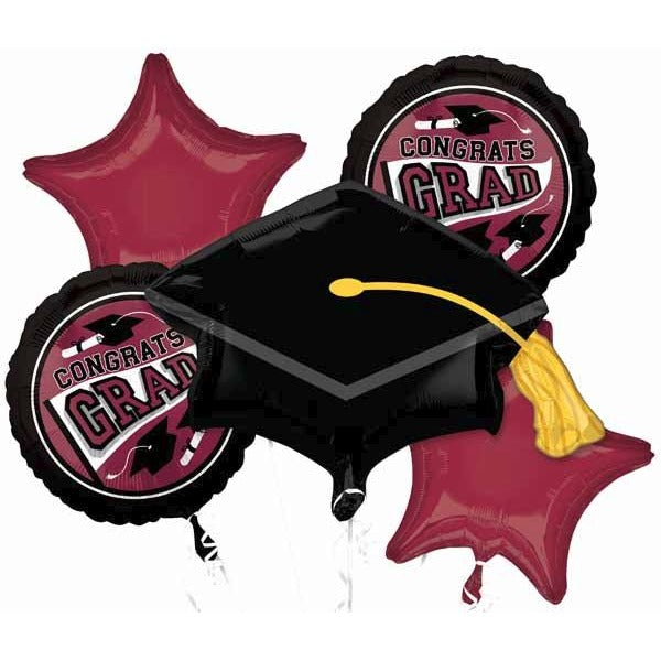True to Your School Berry Graduation Foil Balloon Bouquet