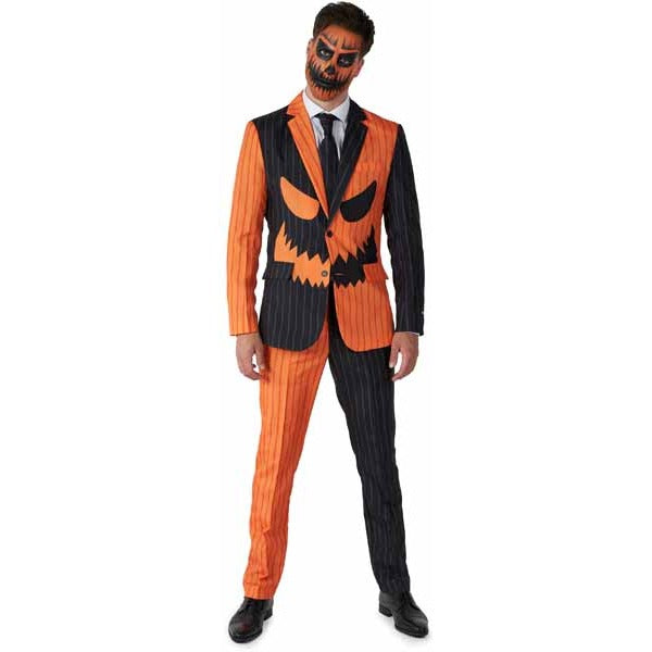 JACK-O PINSTRIPE MEN SUIT BLACK LARGE
