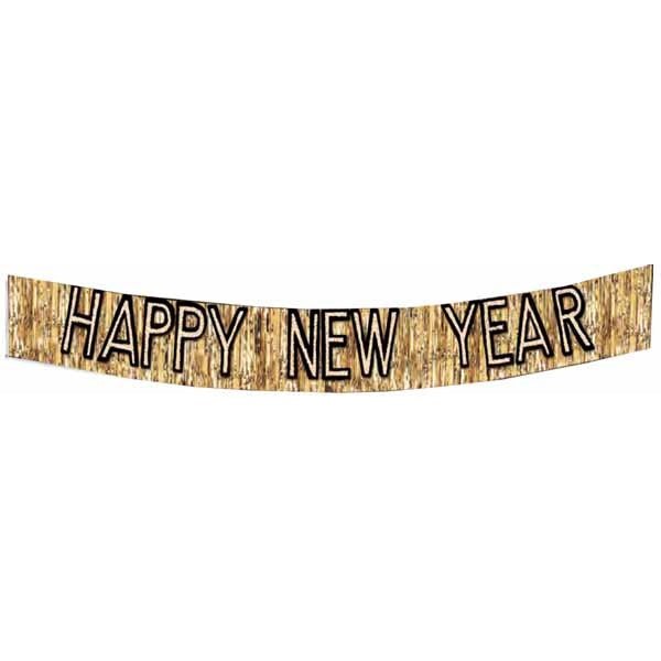 GOLD W/BK HNY 9' FRINGE BANNER
