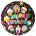 Happy Birthday Cupcakes & Stars 18-Inch Foil Balloon
