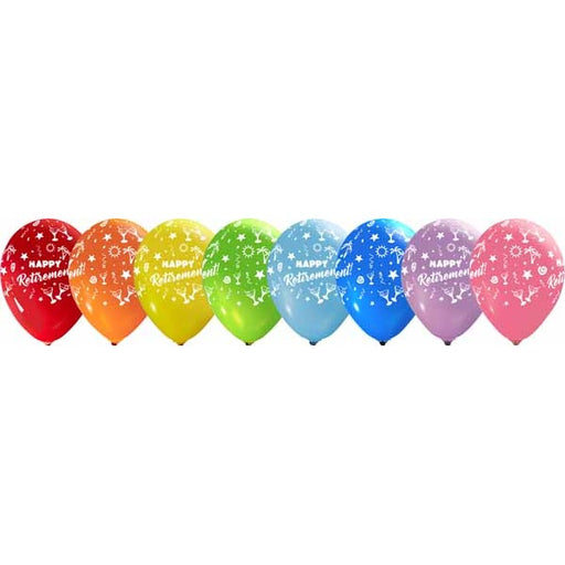 Happy Retirement 12-Inch Assorted Latex Balloons, 50 Count