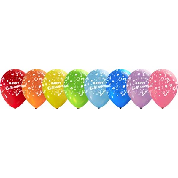 Happy Retirement 12-Inch Assorted Latex Balloons, 50 Count