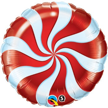 Red Candy Swirl 18-Inch Round Foil Balloon