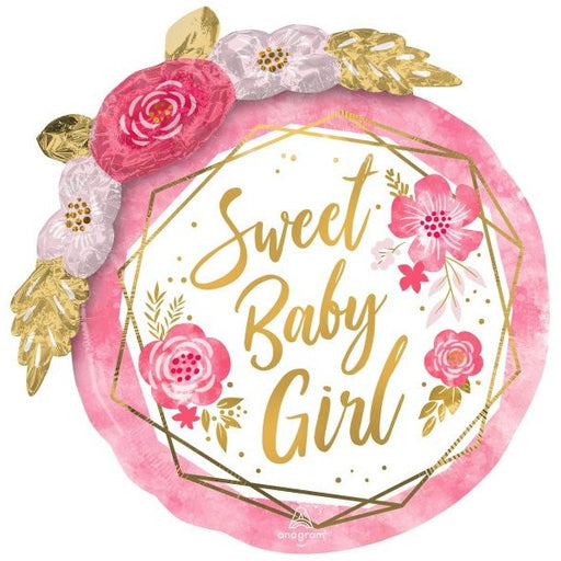 Baby Girl Floral Geo 36-Inch Foil Balloon