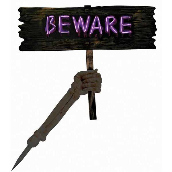 Beware Light Up Grave Greetings Halloween Decoration