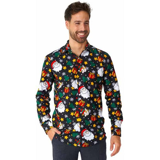 Suitmeister Men's Santa Elves Black Christmas Shirt, XXL