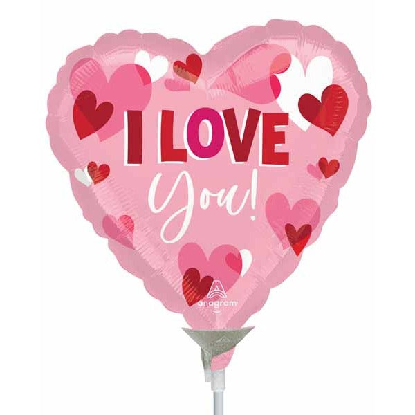 I Love You Playful Hearts 9-Inch Heart-Shaped Foil Balloon