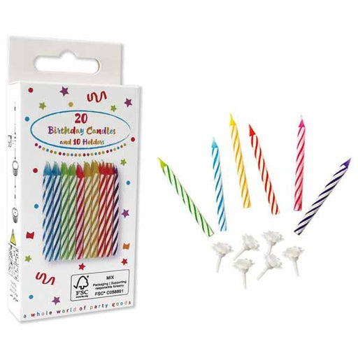 Birthday Cake Candles with Holders, Pack of 3