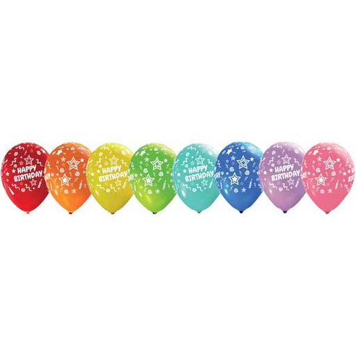 Happy Birthday All-Over Print 12-Inch Latex Balloons, 50 Count