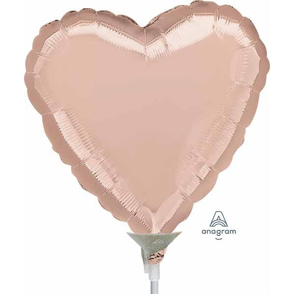 Rose Gold Heart Foil Balloon, 9 Inch
